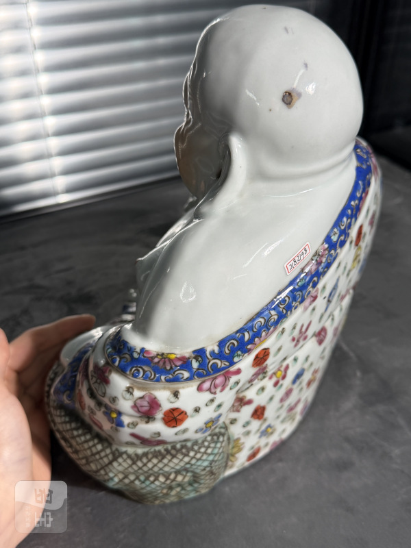 民国粉彩“朱茂记”弥勒佛瓷塑 - 图6